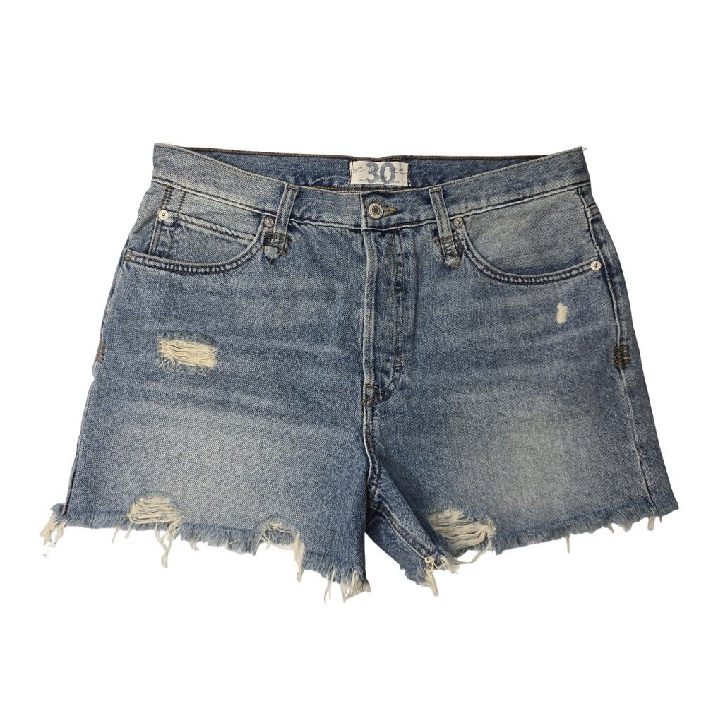 Free People We The Free Denim Shorts Size 30 Distressed Raw Hem Cutoff Boho
